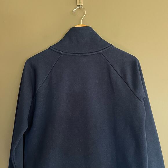 ATHLETA Cozy Karma Asym Pullover Blue Sz Small Long Sleeve Mock Neck Sweatshirt - Picture 11 of 14